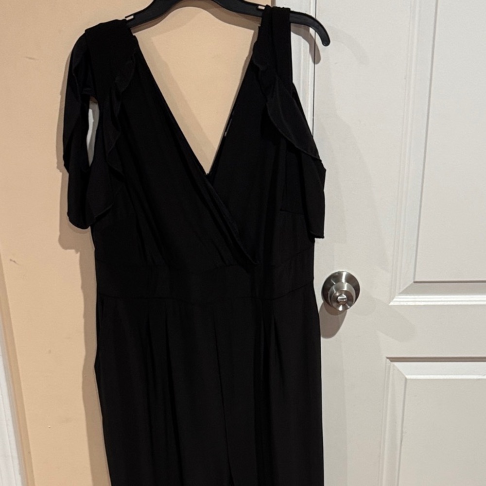 Kiyonna Elegant Black V-Neck Jumpsuit